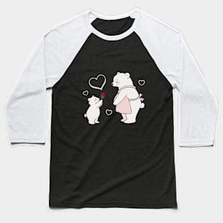 Bear Baby Gifting a Rose to Mom Baseball T-Shirt